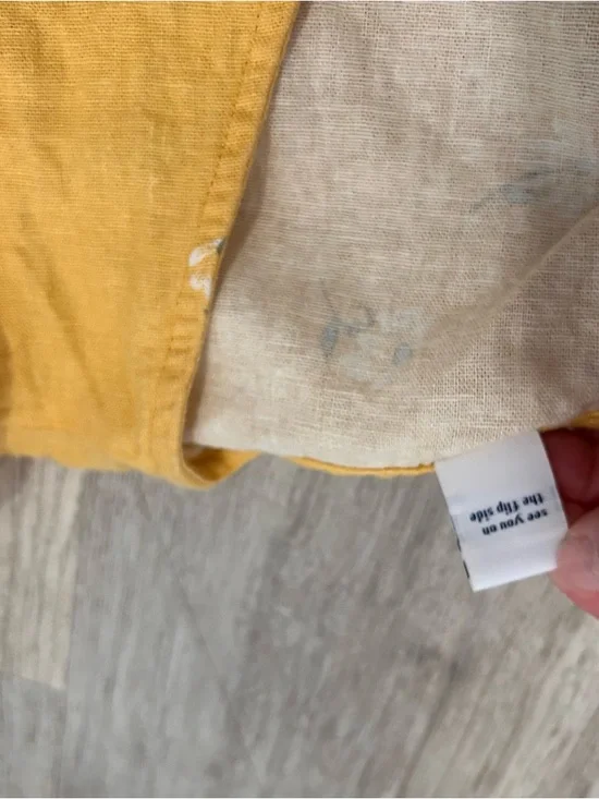 Old Navy Linen Romper Womens Small Yellow Daisies Floral Belted Spring Cottage - Picture 5 of 11